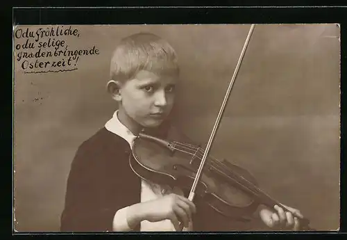 Foto-AK Junge beim Violinenspiel