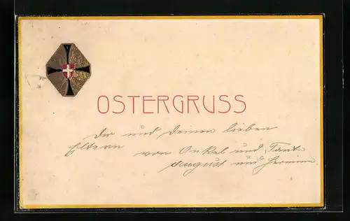 Präge-AK Österreichischer Ostergruss mit Wappen