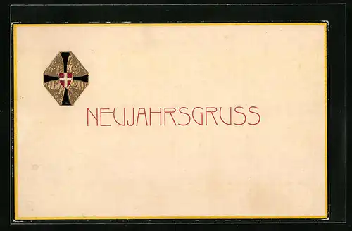 Präge-AK Österreichischer Neujahrsgruss mit Wappen