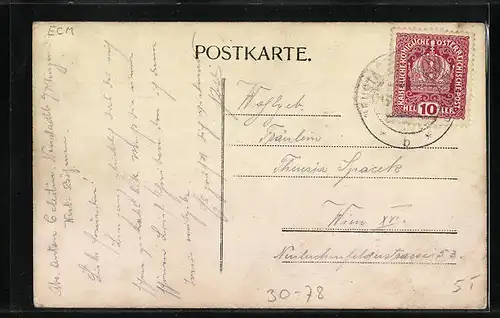 Präge-AK Kriegspatenschaft mit österreichischem Wappen