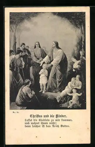 Künstler-AK Christus predigt Lasset die Kindlein zu mir kommen,...