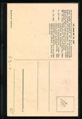 Künstler-AK Die Krebs-Menschen, Abbildung Sternzeichen, Zeichnungen, Text