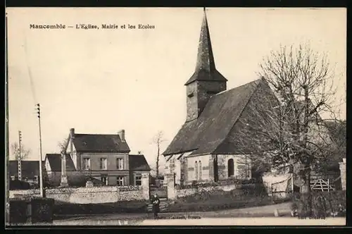 AK Maucomble, L`Église, Mairie et les Écoles