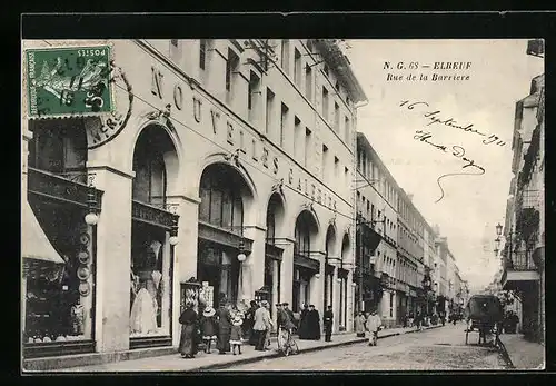 AK Elbeuf, Rue de la Barriere, Strassenpartie