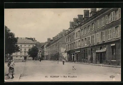 AK Elbeuf, Rue Proudhon, Strassenpartie