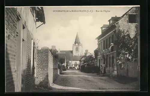 AK Geurbaville-la-Mailleraye, Rue de l`Eglise, Strassenpartie