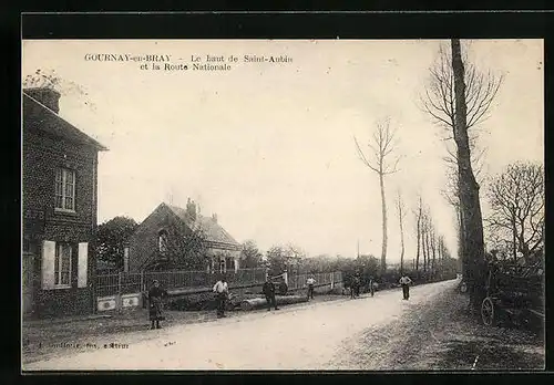 AK Gournay-en-Bray, Le haut de Saint-Aubin et la Route Nationale