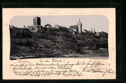 AK Wimpfen, Ortsansicht mit Flusspartie