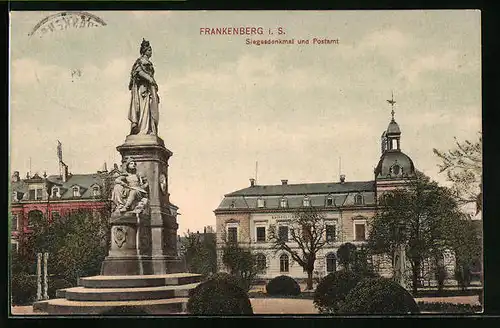 AK Frankenberg i. S., Siegesdenkmal und Postamt