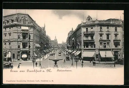 AK Frankfurt a. M., Kaiserstrasse mit Strassenbahnen
