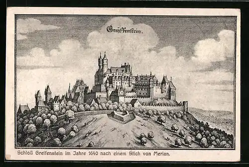 AK Greifenstein, Das Schloss im Jahre 1640 nach einem Stich von Merian