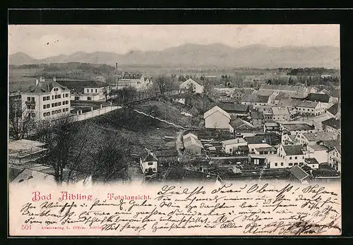 AK Bad Aibling, Totalansicht mit Bergen im Hintergrund