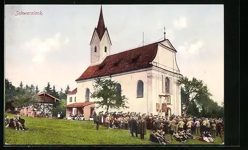 AK Schwarzlack, Kirche mit Predigt im Freien