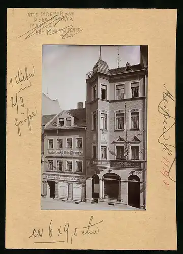 Fotografie Brück & Sohn Meissen, Ansicht Meissen i. Sa., Otto Birkner Möbelfabrik am Hahnemannsplatz 4 und 5