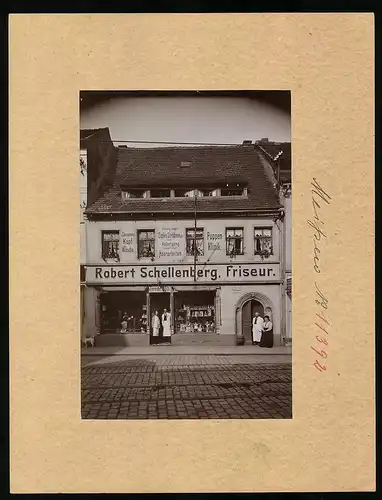 Fotografie Brück & Sohn Meissen, Ansicht Meissen i. Sa., Blick auf den Friseur Robert Schellenberg in der Neugasse
