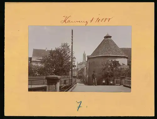 Fotografie Brück & Sohn Meissen, Ansicht Kamenz i. Sa., Partie am Alten Wallturm mit Blick in die Kirchstrasse