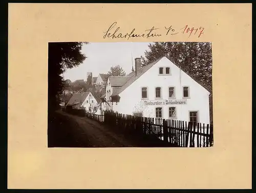 Fotografie Brück & Sohn Meissen, Ansicht Scharfenstein i. Erzg., Partie an der Restauration z. Schlossbrauerei