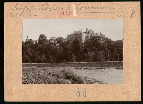 Fotografie Brück & Sohn Meissen, Ansicht Grimma, Uferpartie am Schloss Döben