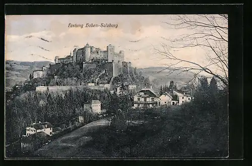 AK Festung Hohen-Salzburg mit Häusern