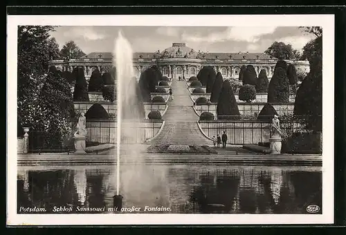 AK Potsdam, Schloss Sanssouci mit grosser Fontaine