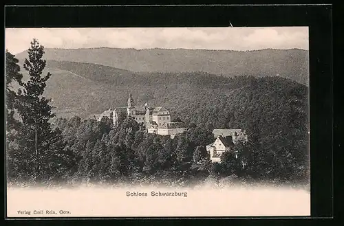 AK Schloss Schwarzburg aus der Vogelschau