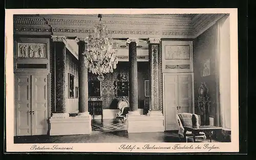 AK Potsdam, Schloss Sanssouci - Schlaf- und Sterbezimmer Friedrichs des Grossen