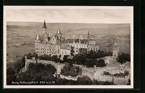 AK Burg Hohenzollern vom Flugzeug aus