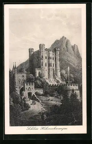 Künstler-AK Schloss Hohenschwangau mit Eingangsbereich