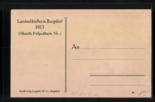 Künstler-AK Burgdorf, Landesschiessen 1913, Alter Schütze beim Flirt