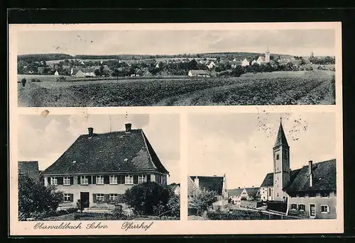 AK Oberwaldbach, Pfarrhof, Kirche, Totalansicht