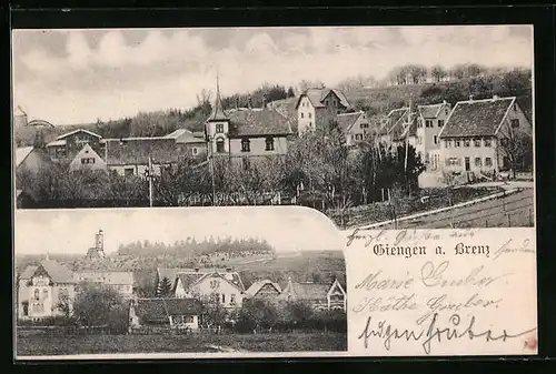 AK Giengen /Brenz, Ortsansicht mit Kirche, Teilansicht