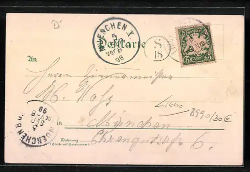 Lithographie Lindau i. B., Totalansicht mit Hotel Helvetia