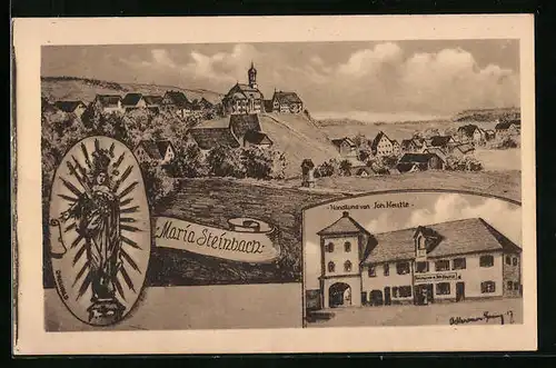 Künstler-AK Maria Steinbach, Ortsansicht mit Gnadenbild