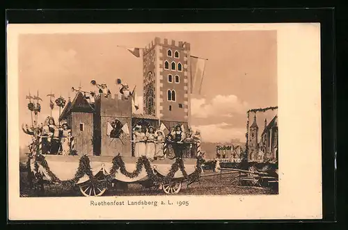 AK Landsberg a. L., Ruethenfest 1905, Umzugswagen