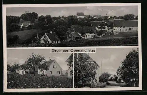 AK Oberschönegg, Teilansicht, Strassenpartie mit Gebäudeansicht, Ortspartie