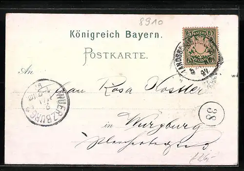 Lithographie Landsberg a. L., Exercierhaus, Mutter-Thurm, Karolinenbrücke