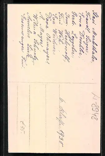 Künstler-AK Mindelheim, Schlussprüfung 1930 Höhere Mädchenschule
