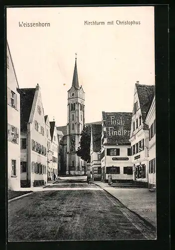 AK Weissenhorn, Kirchturm mit Christophus