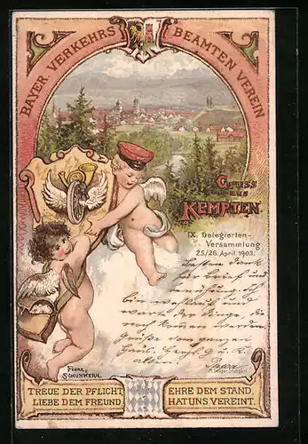 Lithographie Kempten, IX. Delegierten-Versammlung des Bayer. Verkehrs-Beamten-Verein im April 1903