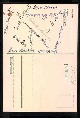 Künstler-AK Mindelheim, Schlussprüfung 1932 der Höheren Mädchenschule, Sonnenaufgang