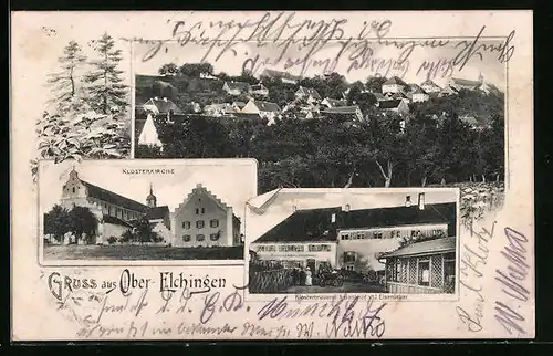 AK Ober-Elchingen, Klosterkirche, Klosterbrauerei und Gasthof v. J. Eisenlauer, Totalansicht