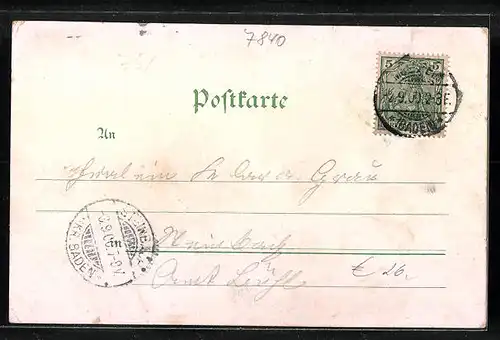 Lithographie Müllheim, Totalansicht vom Weinberg gesehen