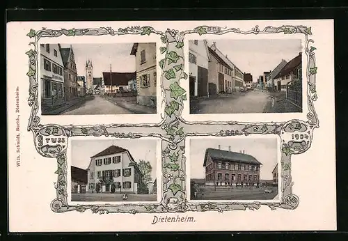 AK Dietenheim, Verschiedene Strassenpartien und Gebäude