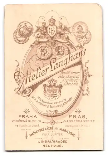 Fotografie Atelier Langhans, Prag, Wassergasse 37, Zwei Damen in modischen Kleidern