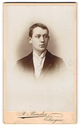 Fotografie August Binder, Ebingen, Bahnhofstr., Junger Herr im Anzug mit Krawatte