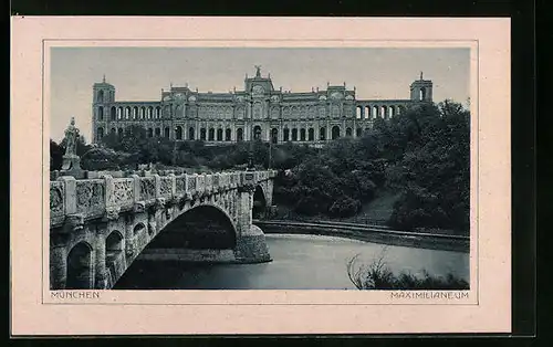 AK München, Maximilianeum, Brücke