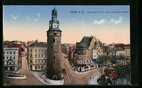 AK Halle /Saale, Leipziger Turm, Leipziger Strasse