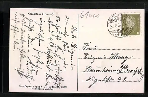 AK Königstein /Ts., Fliegeraufnahme des Taunusheims der R. K. V.