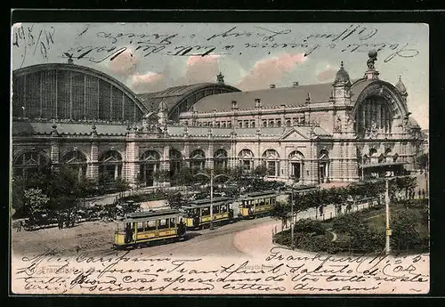 AK Hamburg-St.Georg, Strassenbahnen am Hauptbahnhof