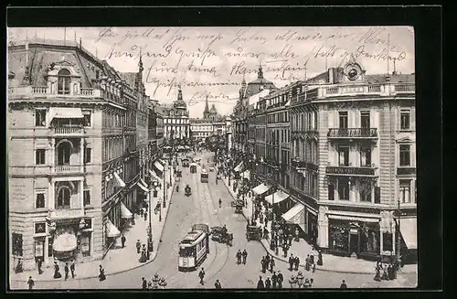 AK Frankfurt a. M., Strassenbahnen in der Kaiserstrasse